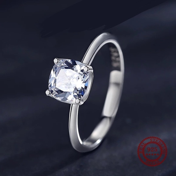 1.25Ct CUSHION Cut VVS Square Stone Prong Setting Solitaire Ring - Picture 10 of 15